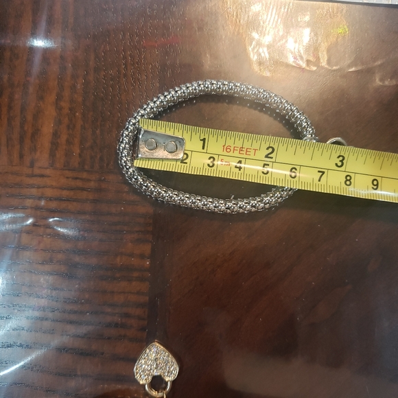 3pc/set Rhinestone Charm Bangle ❤ Heart bracelet Silver Gold & Rose gold - Picture 6 of 11